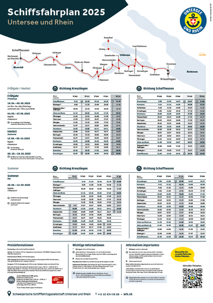 Plakat Fahrplan Schifffahrt Untersee und Rhein